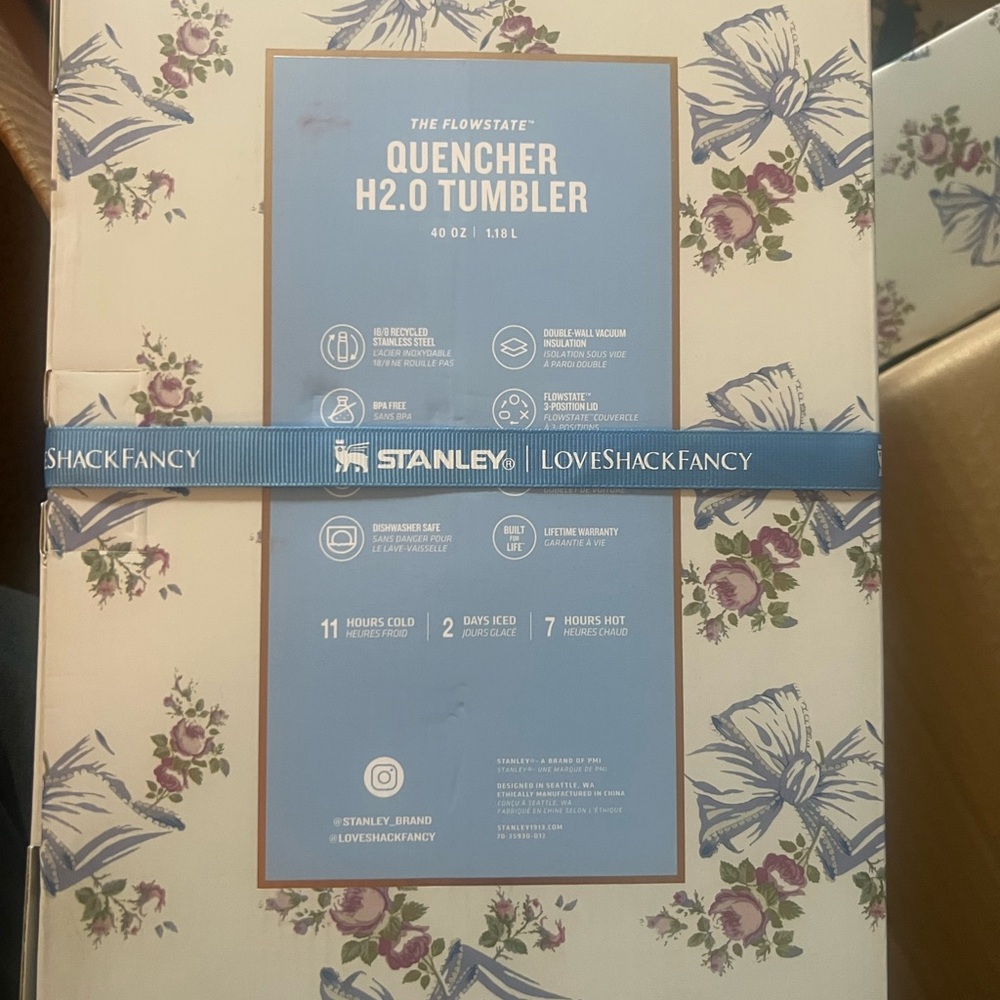 LoveShackFancy x Stanley 40oz Quencher Rosa Beaux Blue